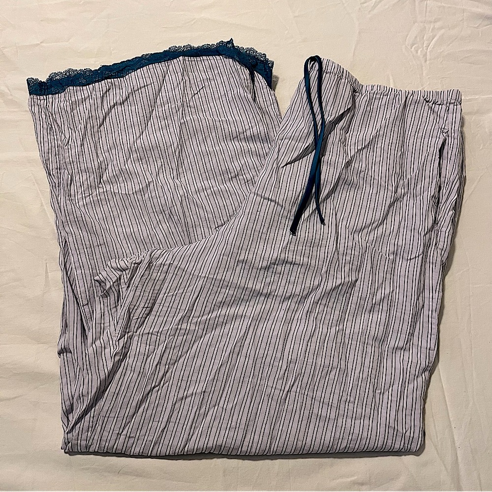 Victoria Secret Stripped Super Soft Silky Wide Leg Drawstring Pajama Pants